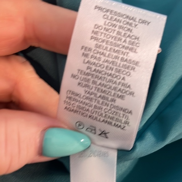 Tibi Savanna Cutout Dress NWT Long Sleeves Keyhole Waist Teal Lined Size 10 - Picture 12 of 14